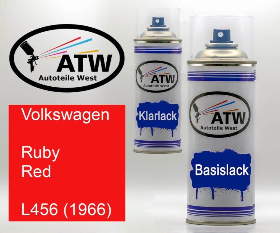 Volkswagen, Ruby Red, L456 (1966): 400ml Sprühdose + 400ml Klarlack - Set, von ATW Autoteile West.